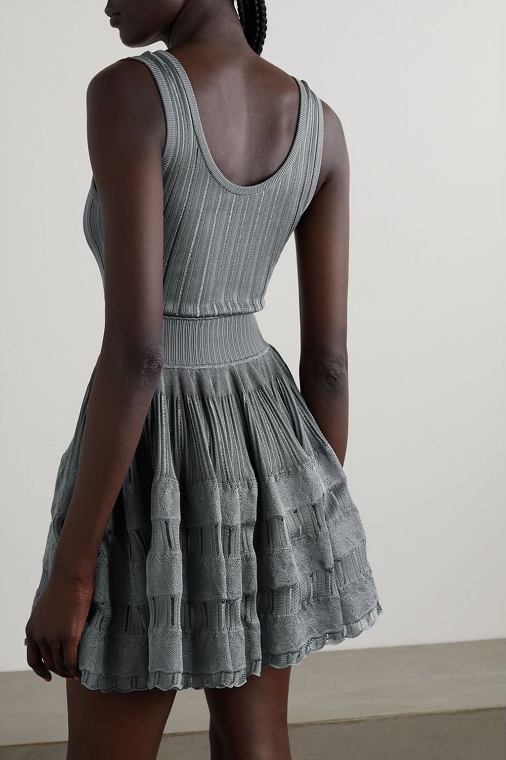 ALAÏA 透かし編みリブニット ミニワンピース