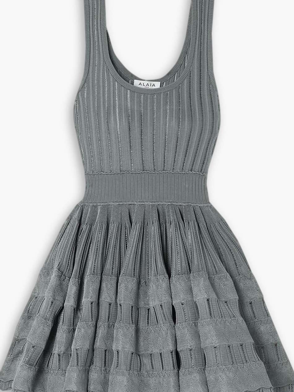 archetypes ribbed pointelle-knit mini dress