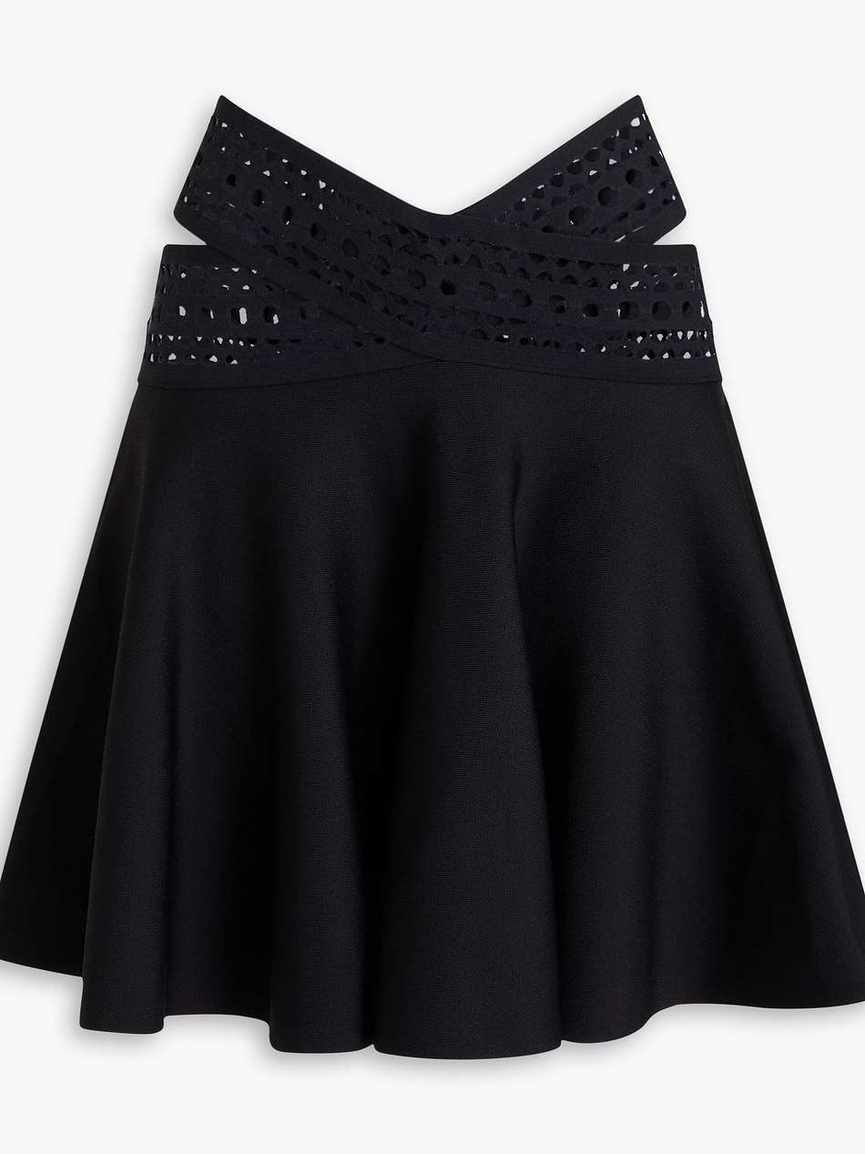 vienne laser-cut knitted mini skirt