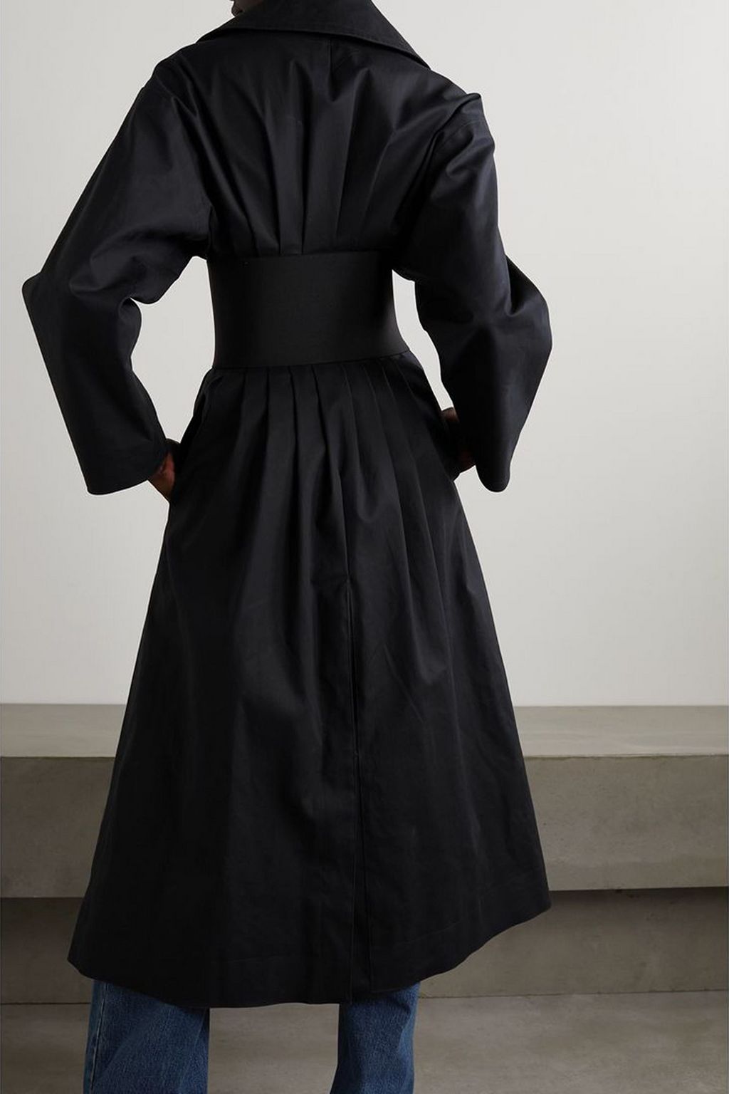 ALAÏA Archetypes belted leather-trimmed cotton-blend poplin trench coat