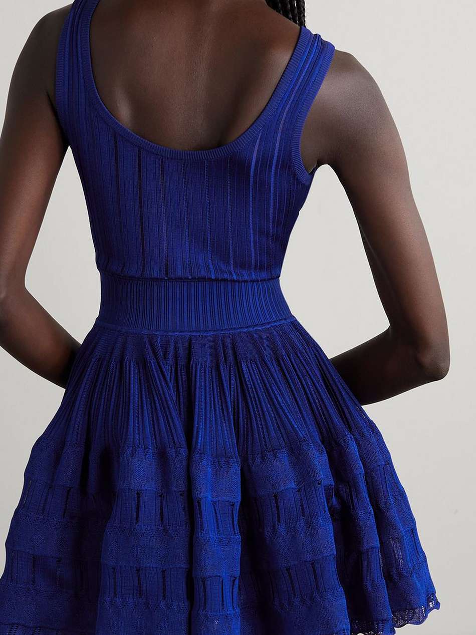 archetypes ribbed pointelle-knit mini dress