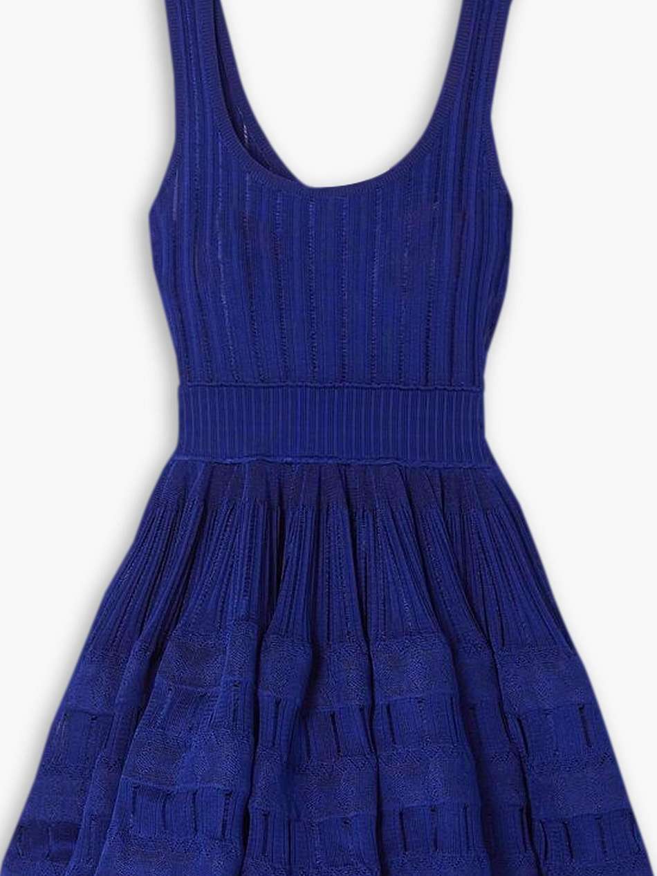 archetypes ribbed pointelle-knit mini dress