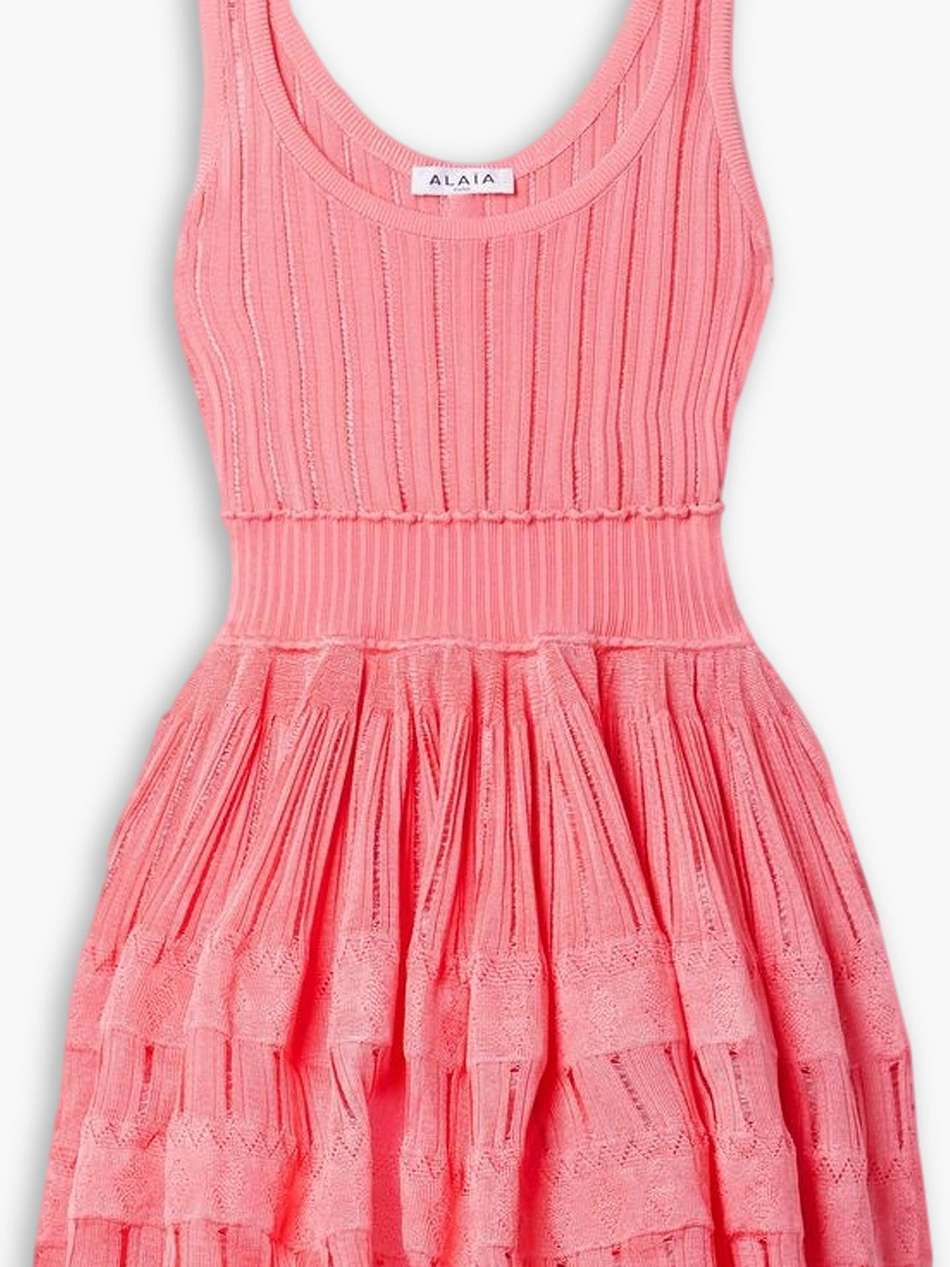 archetypes ribbed pointelle-knit mini dress