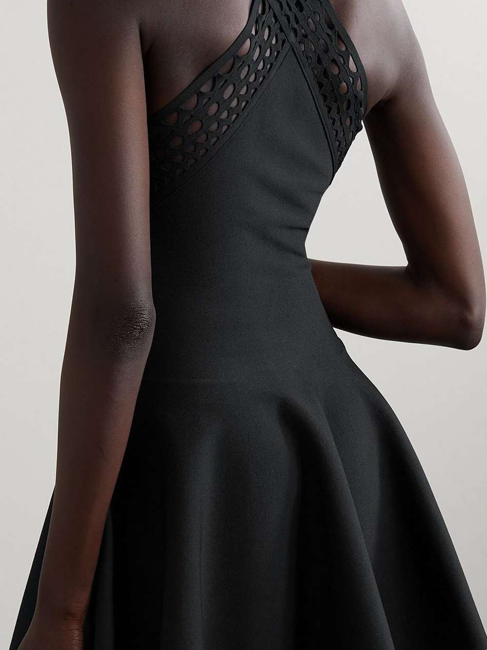 archetypes laser-cut crepe mini dress