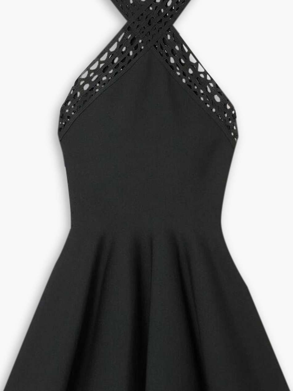 archetypes laser-cut crepe mini dress