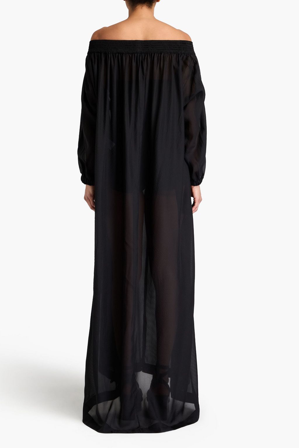 ALAÏA ジャカード オフショルダーマキシワンピース チェック柄