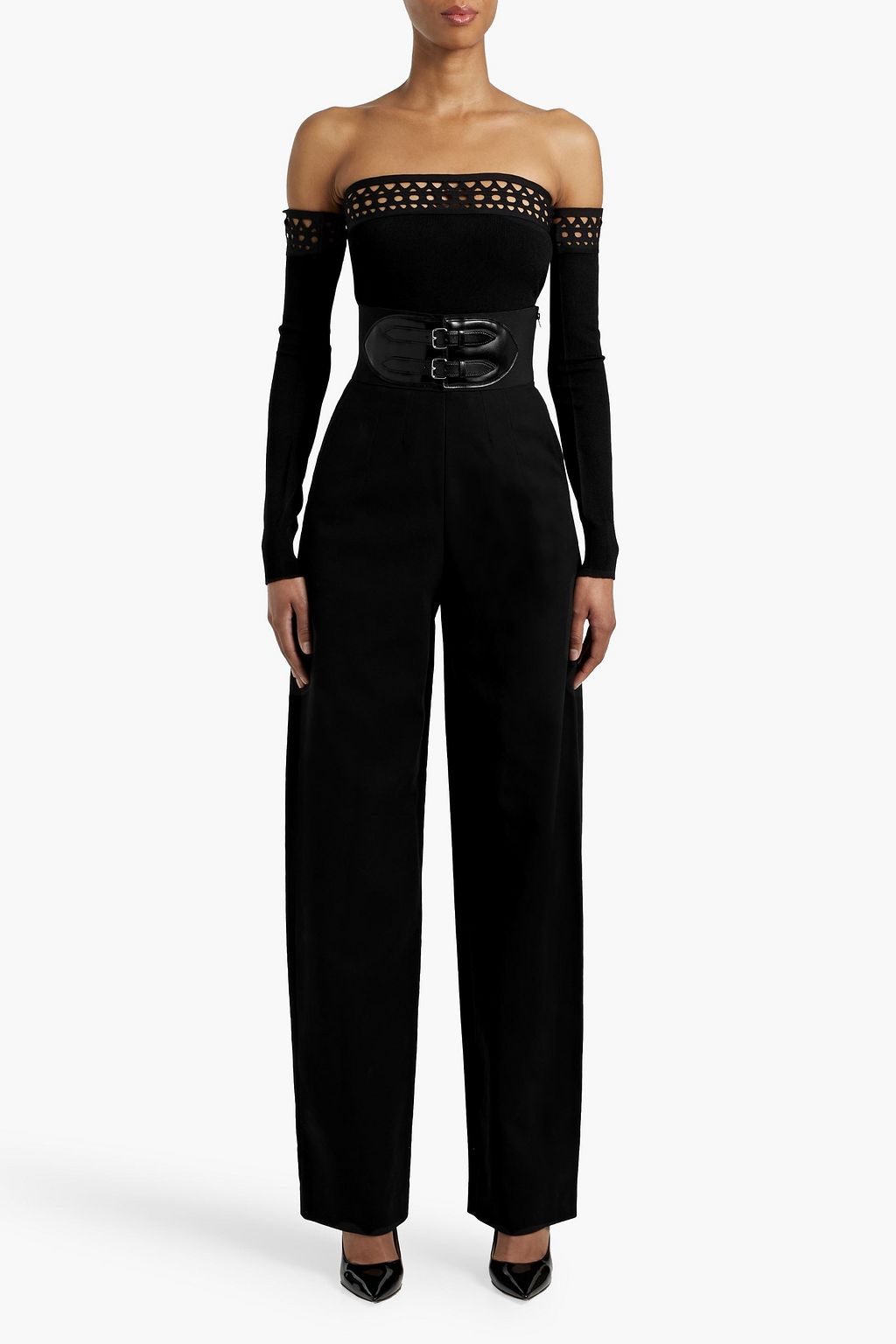 ALAÏA بودي سوت آركيتايبس من نسيج مطاط يمكن ارتداؤه بعدة طرق بتصميم مكشوف الكتفين