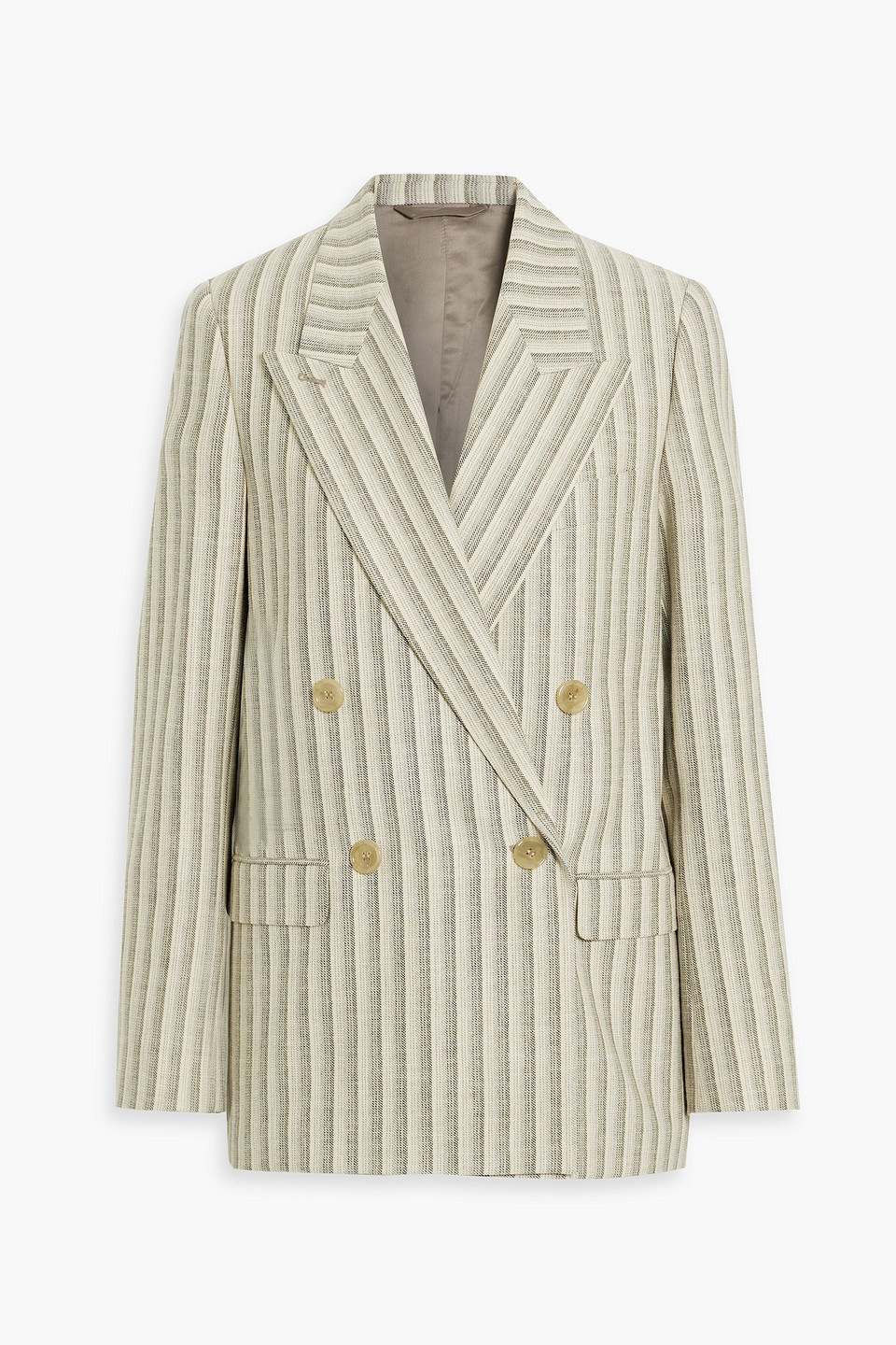 Acne Studios Double-breasted Striped Wool And Cotton-blend Tweed Blazer In Ivory