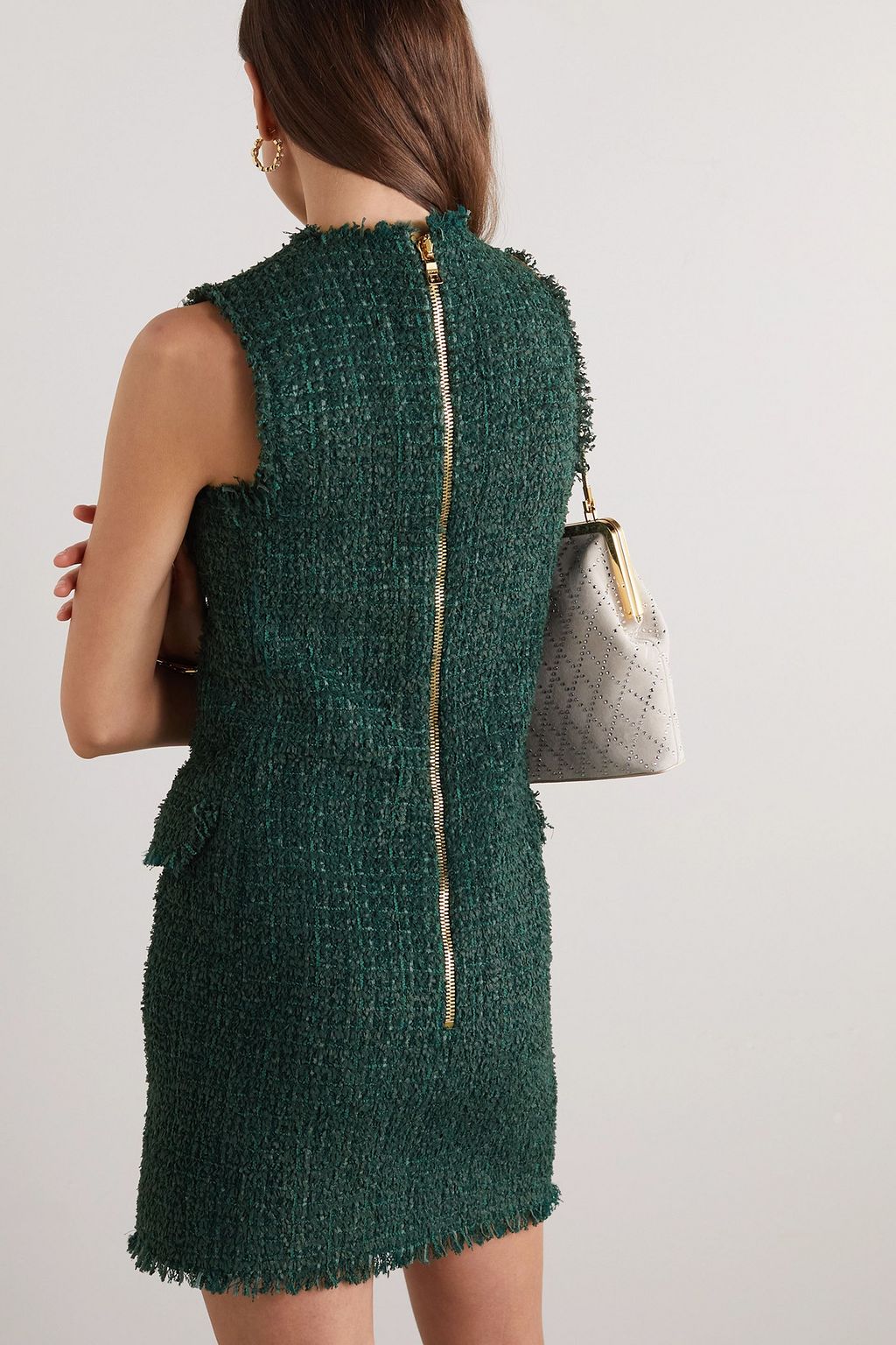 BALMAIN Button-embellished tweed mini dress