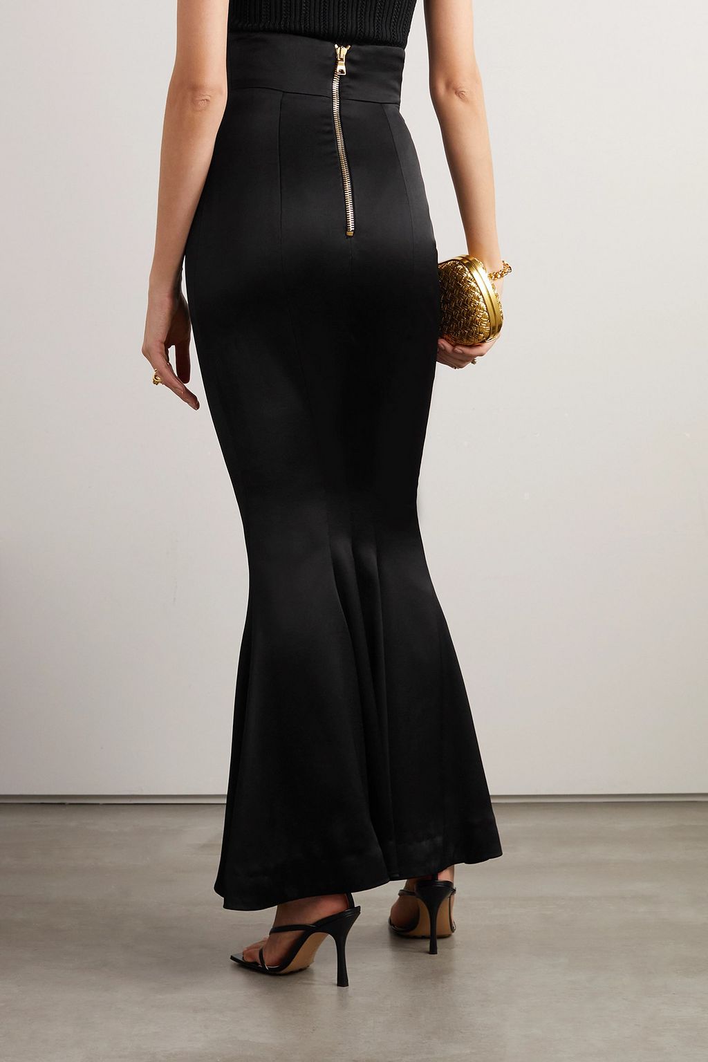 BALMAIN Button-embellished wool maxi skirt