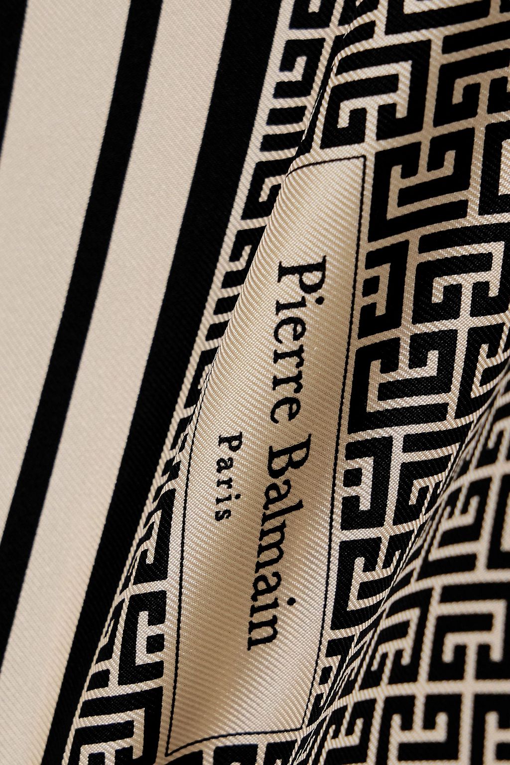 BALMAIN Asymmetric printed silk-twill top