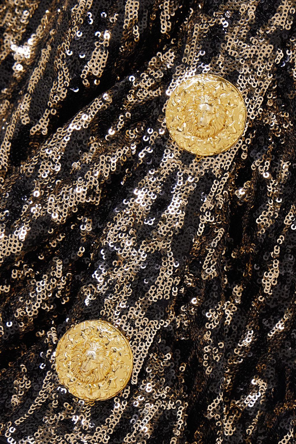 BALMAIN Button-embellished sequined crepe mini dress