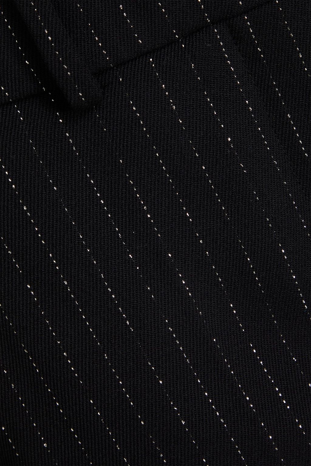 BALMAIN Metallic pinstriped wool-blend twill flared pants