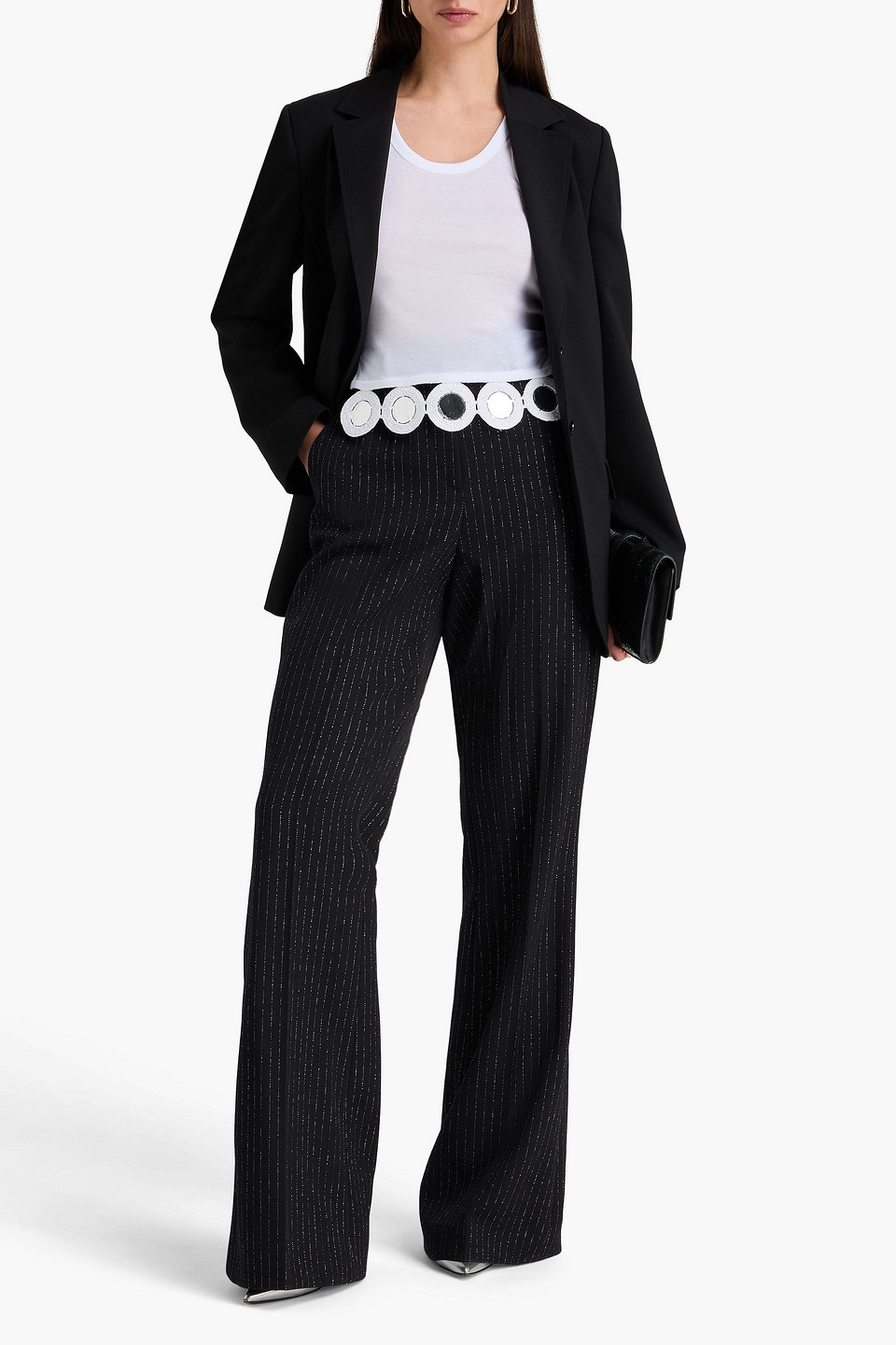  Balmain - Schlaghose Aus Twill Aus Einer Wollmischung Mit Nadelstreifen Und Metallic-effekt - Schwarz - Fr 40 
