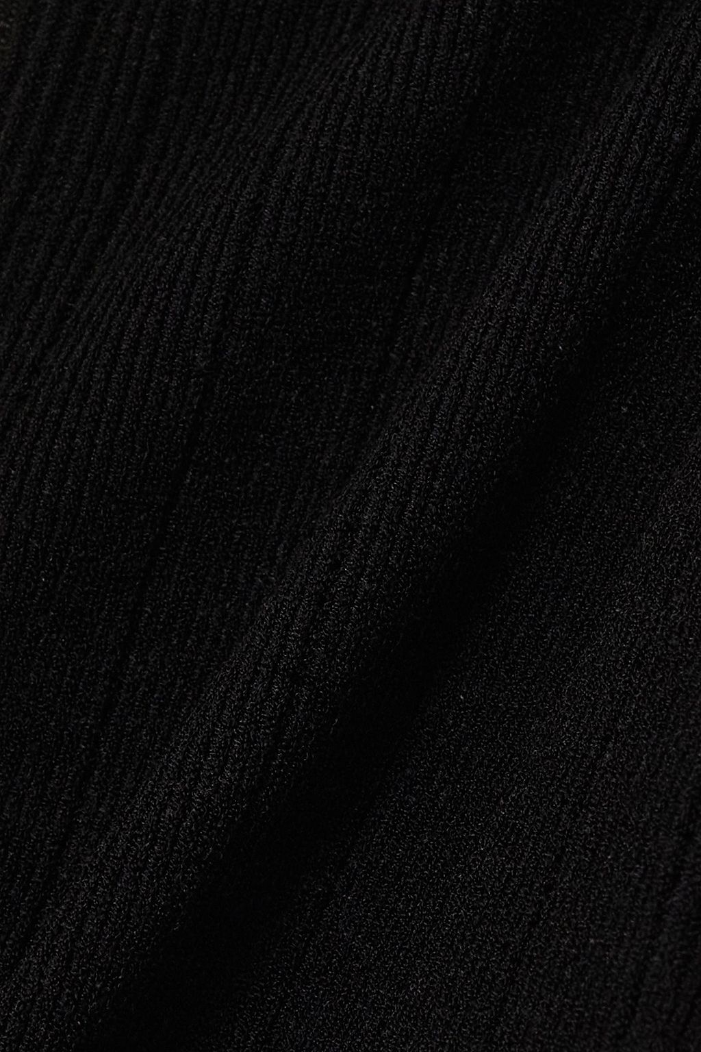 BALMAIN تنورة متوسطة الطول من نسيج محبوك ومضلّع مُزيّنة بأزرار