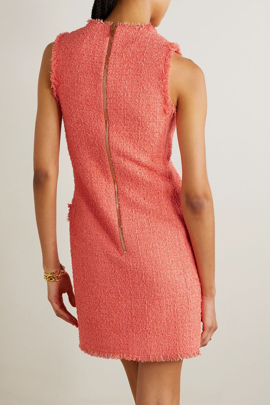 BALMAIN Button-embellished tweed mini dress