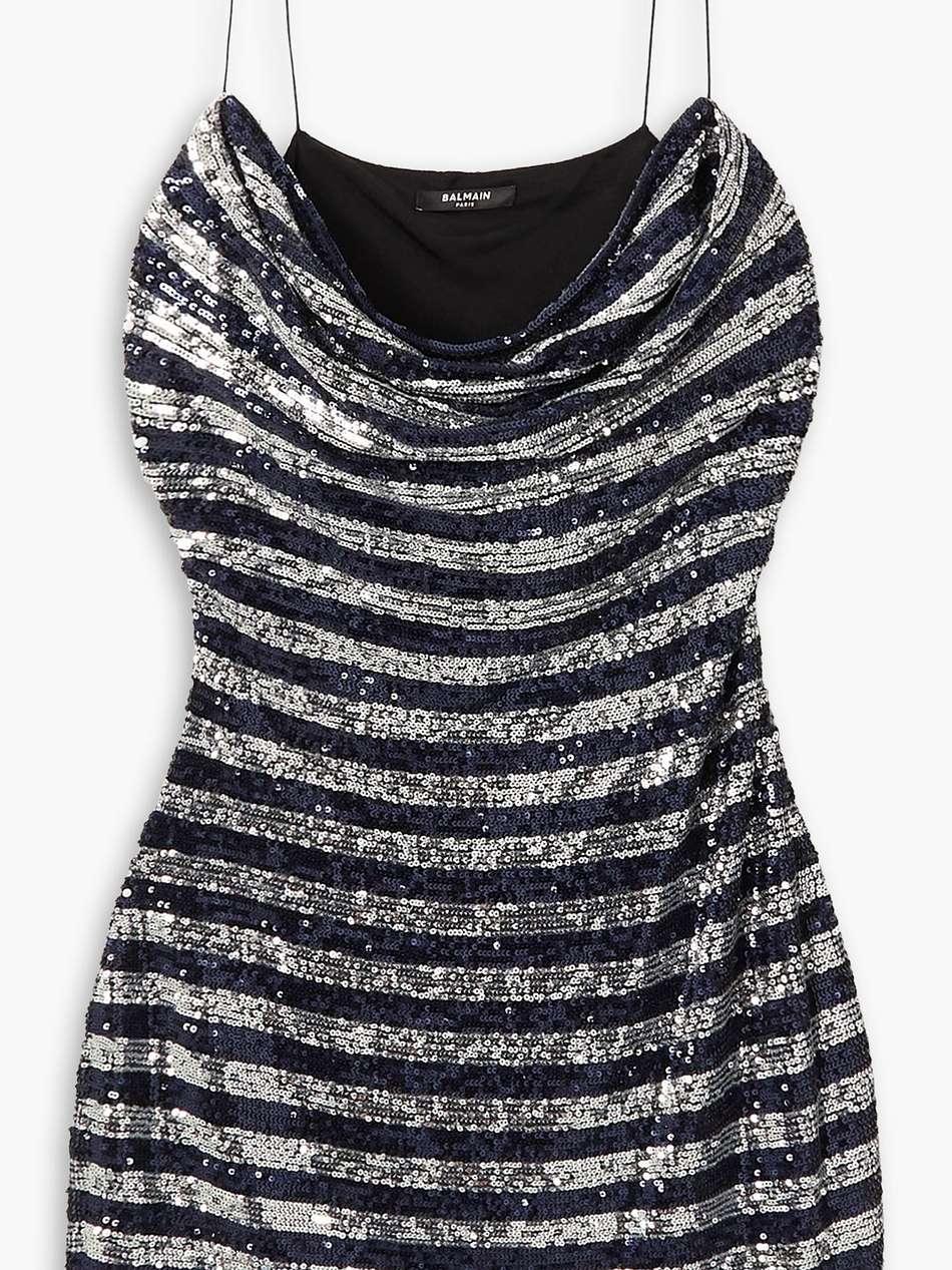 sequined mesh mini dress