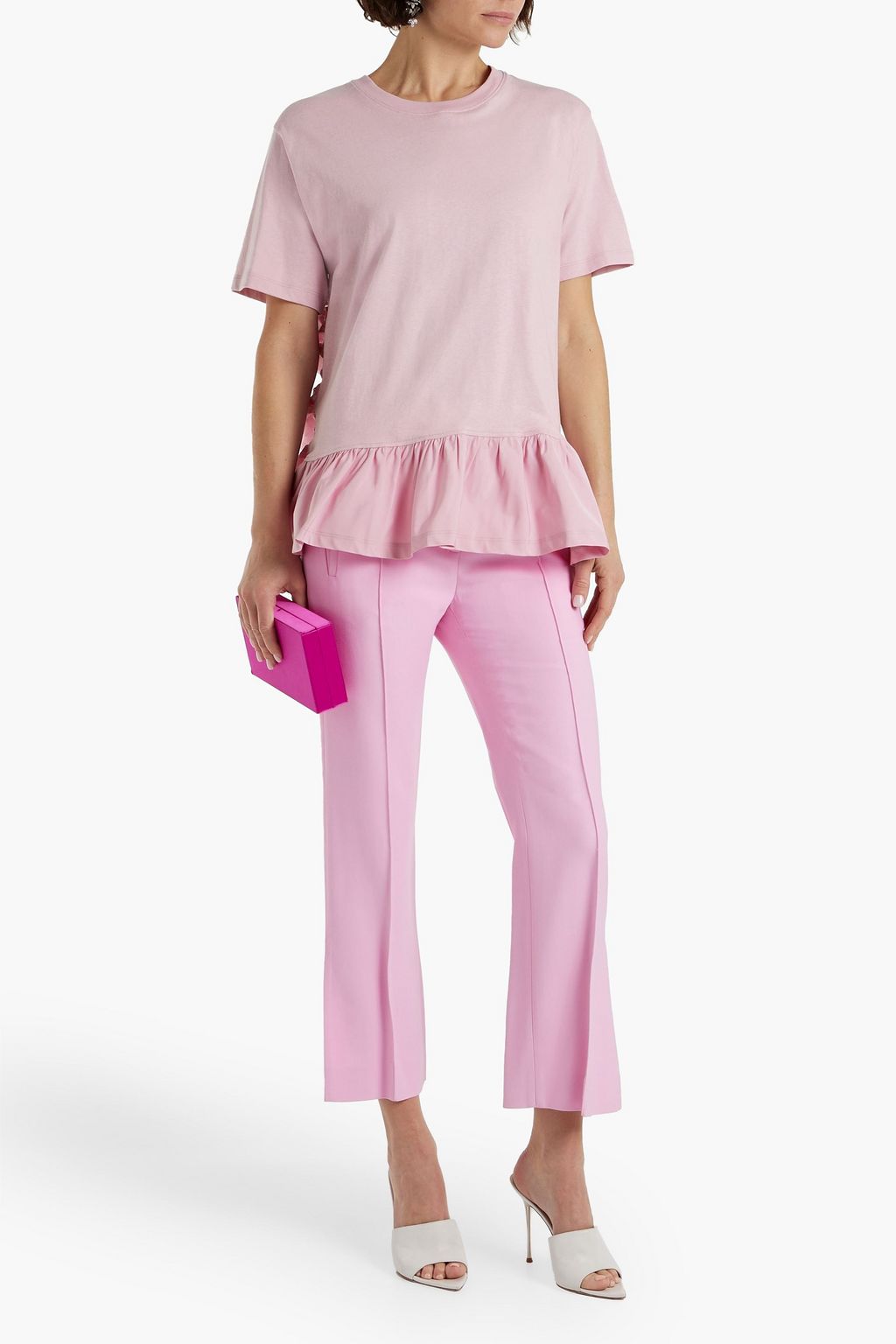 VALENTINO GARAVANI Ruffled cotton-jersey T-shirt