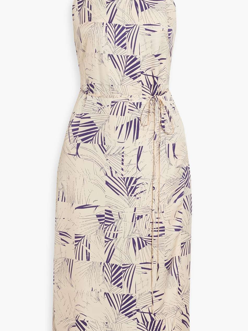 carris wrap-effect printed twill midi dress