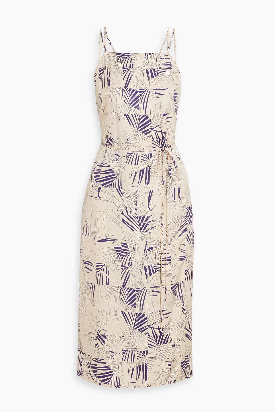 Shop Equipment Carris Wrap-effect Printed Twill Midi Dress In Beige