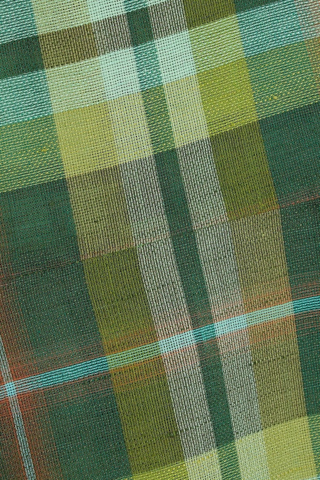 MARYSIA Fringed checked cotton and linen-blend mini dress
