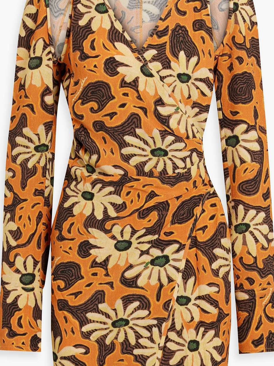 ira wrap-effect floral-print crepe mini dress