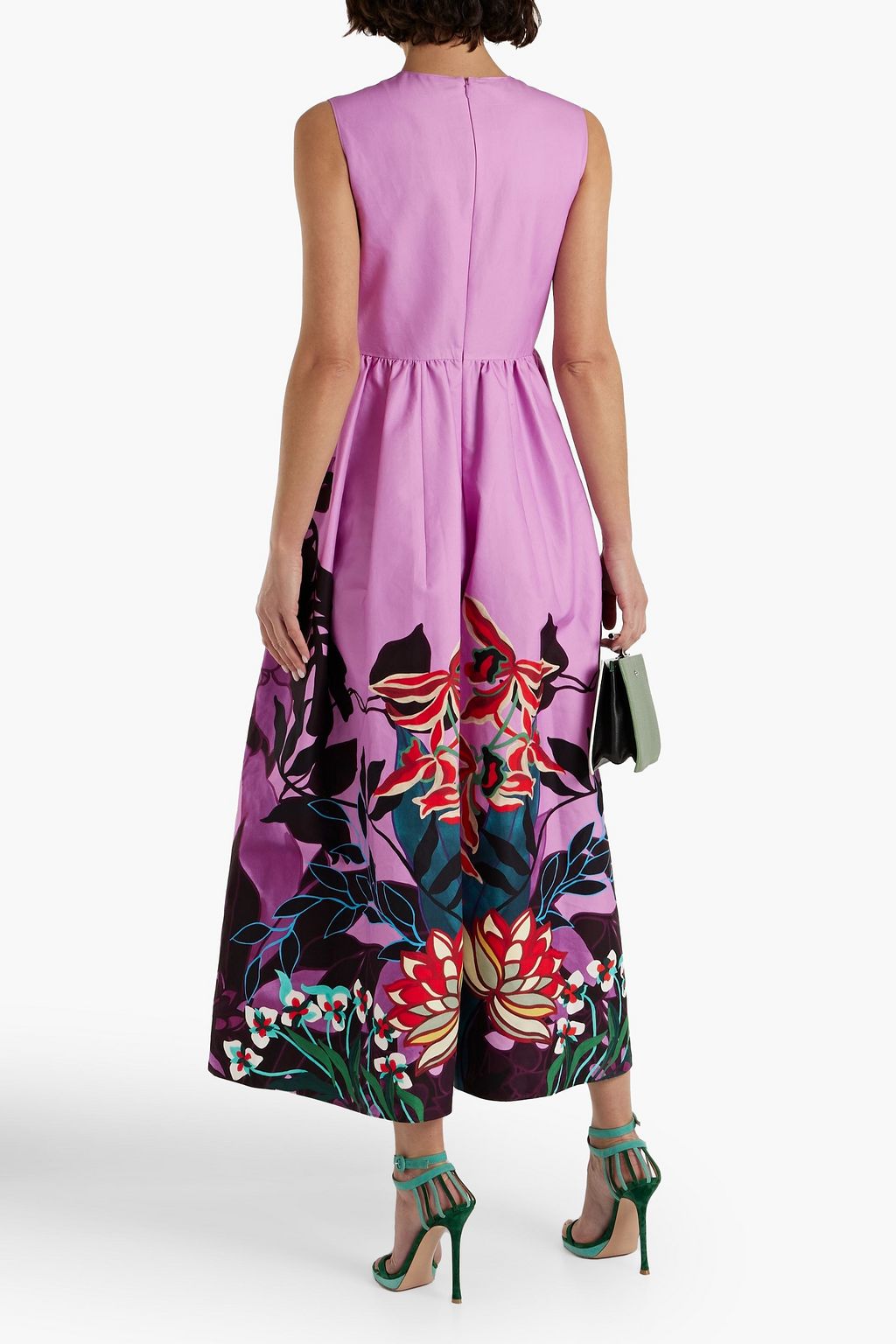 VALENTINO GARAVANI Gathered floral-print cotton-poplin wide-leg jumpsuit
