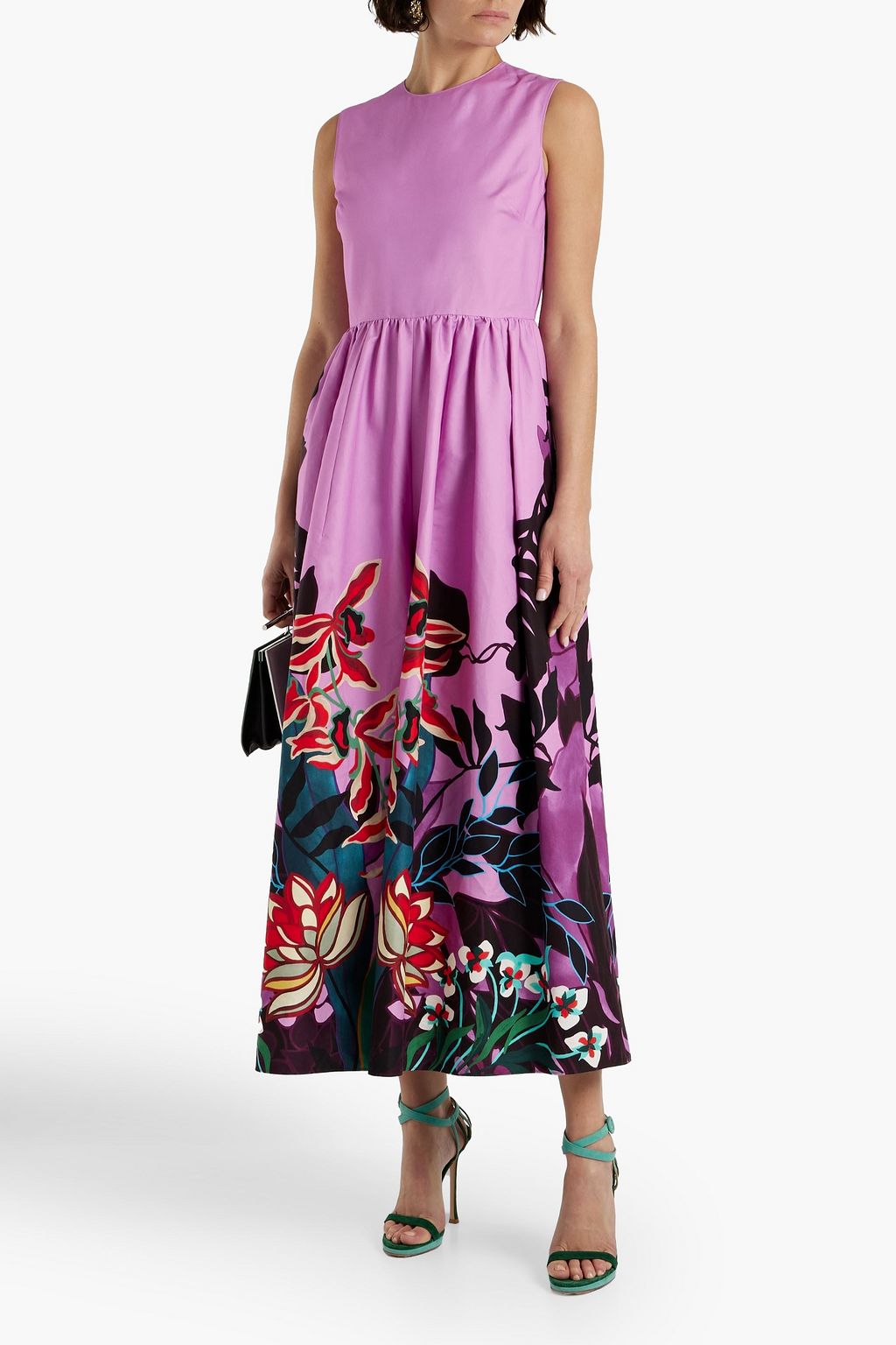 VALENTINO GARAVANI Gathered floral-print cotton-poplin wide-leg jumpsuit