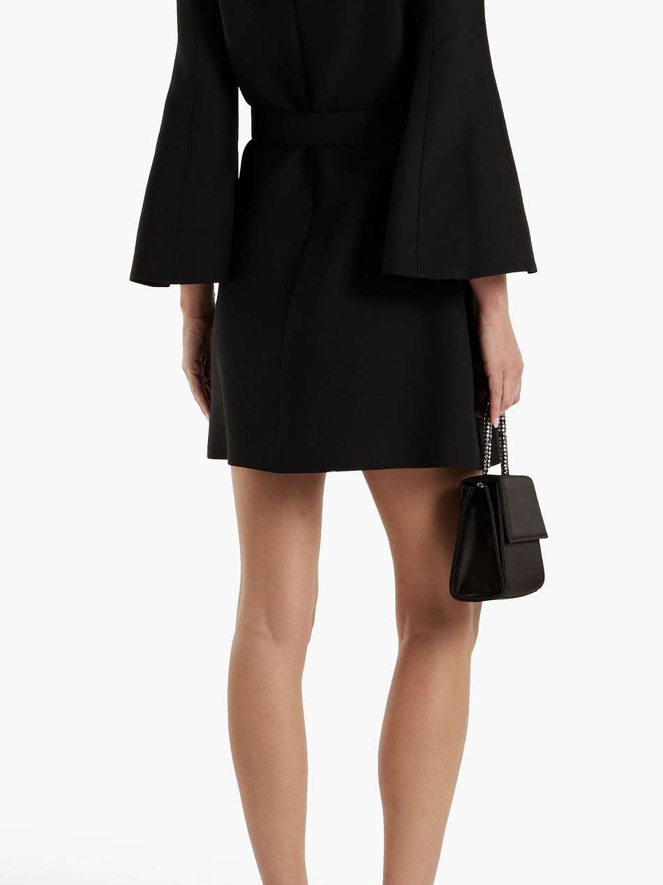 belted wool and silk-blend crepe mini dress