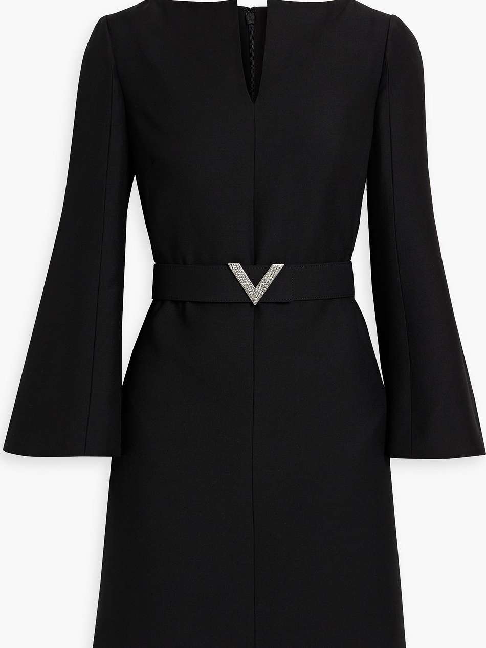 belted wool and silk-blend crepe mini dress