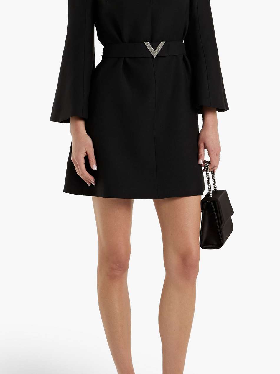 belted wool and silk-blend crepe mini dress