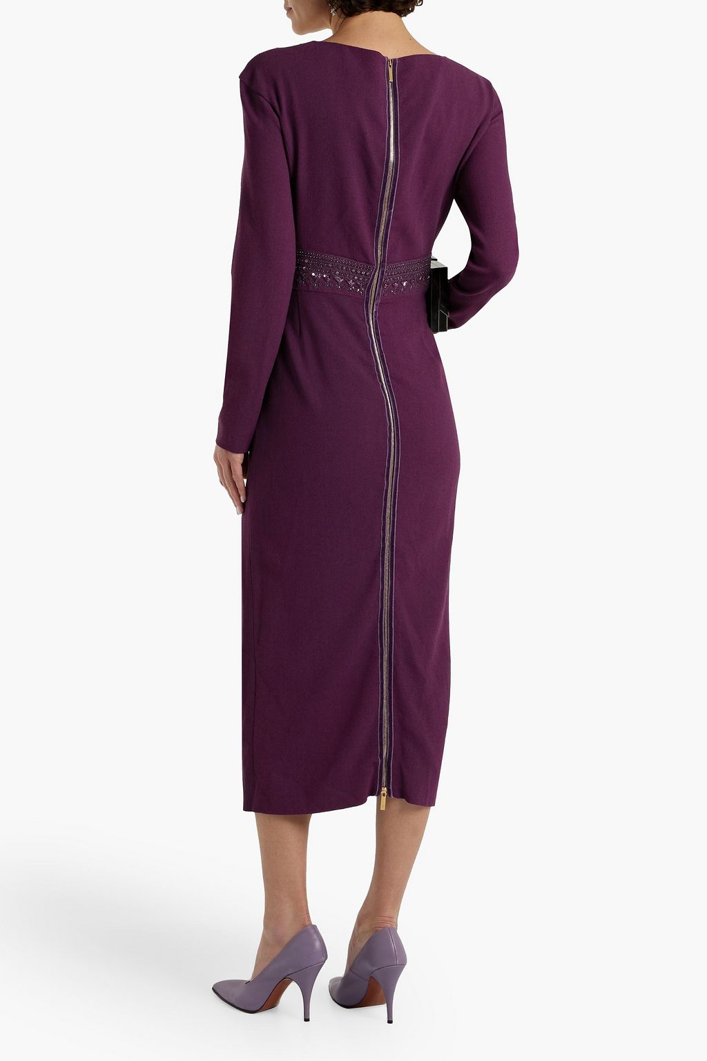ZUHAIR MURAD Embellished wool-crepe midi dress