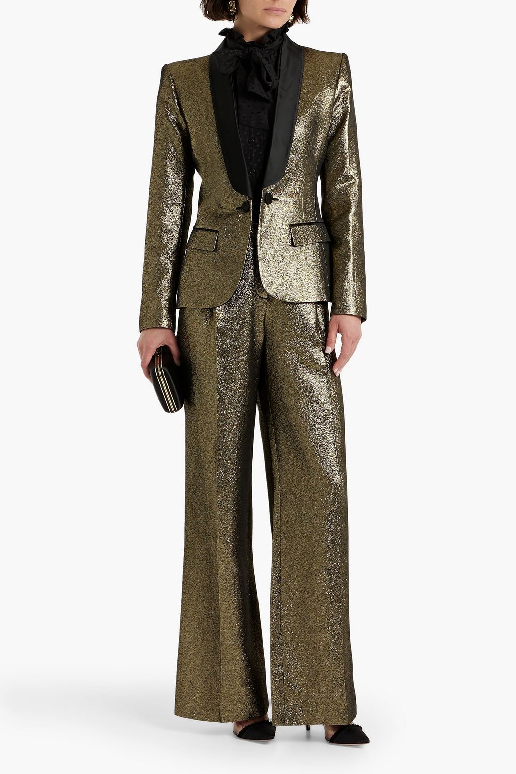 ZUHAIR MURAD Satin-paneled lamé blazer