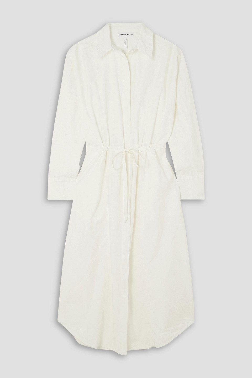 Apiece Apart Molto Belted Gathered Cotton-poplin Midi Shirt Dress In Off-white