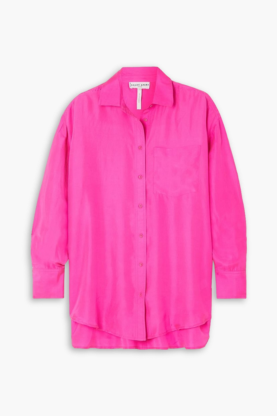 Apiece Apart Oversized Silk Shirt In Bright Pink