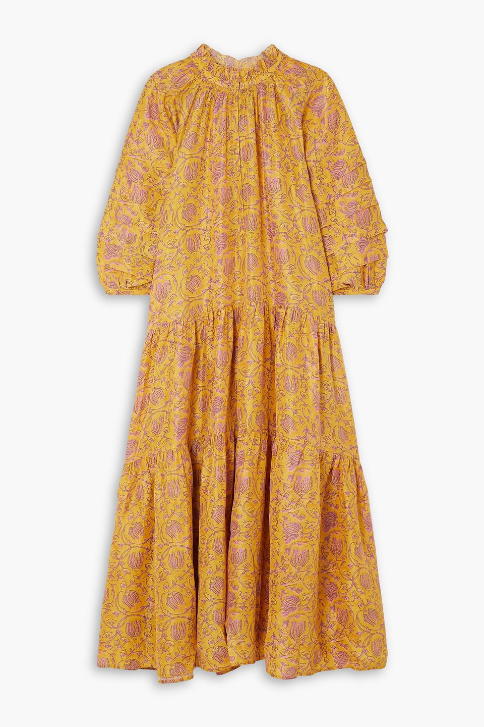 Apiece Apart Trinidad Maxi Dress In Sunfaded Floral Yellow In Marigold