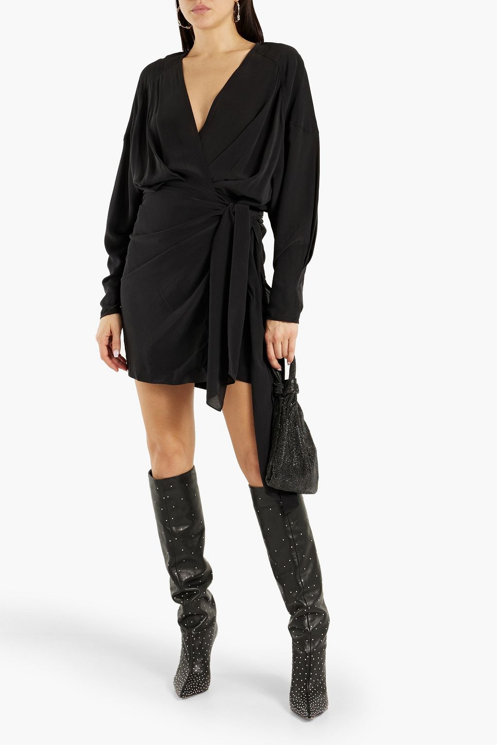 IRO Inima silk crepe de chine mini wrap dress