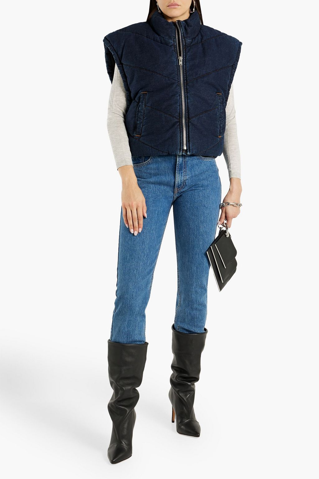 IRO Cabray cropped quilted denim vest
