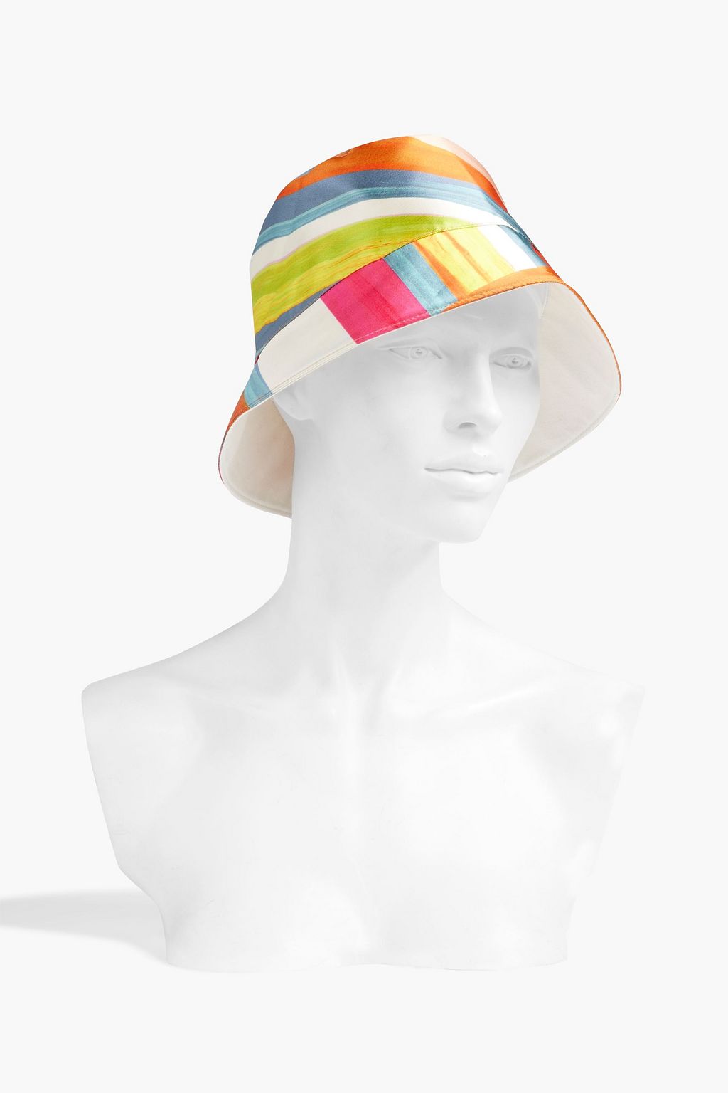 EUGENIA KIM Charlie striped linen-blend satin-twill bucket hat