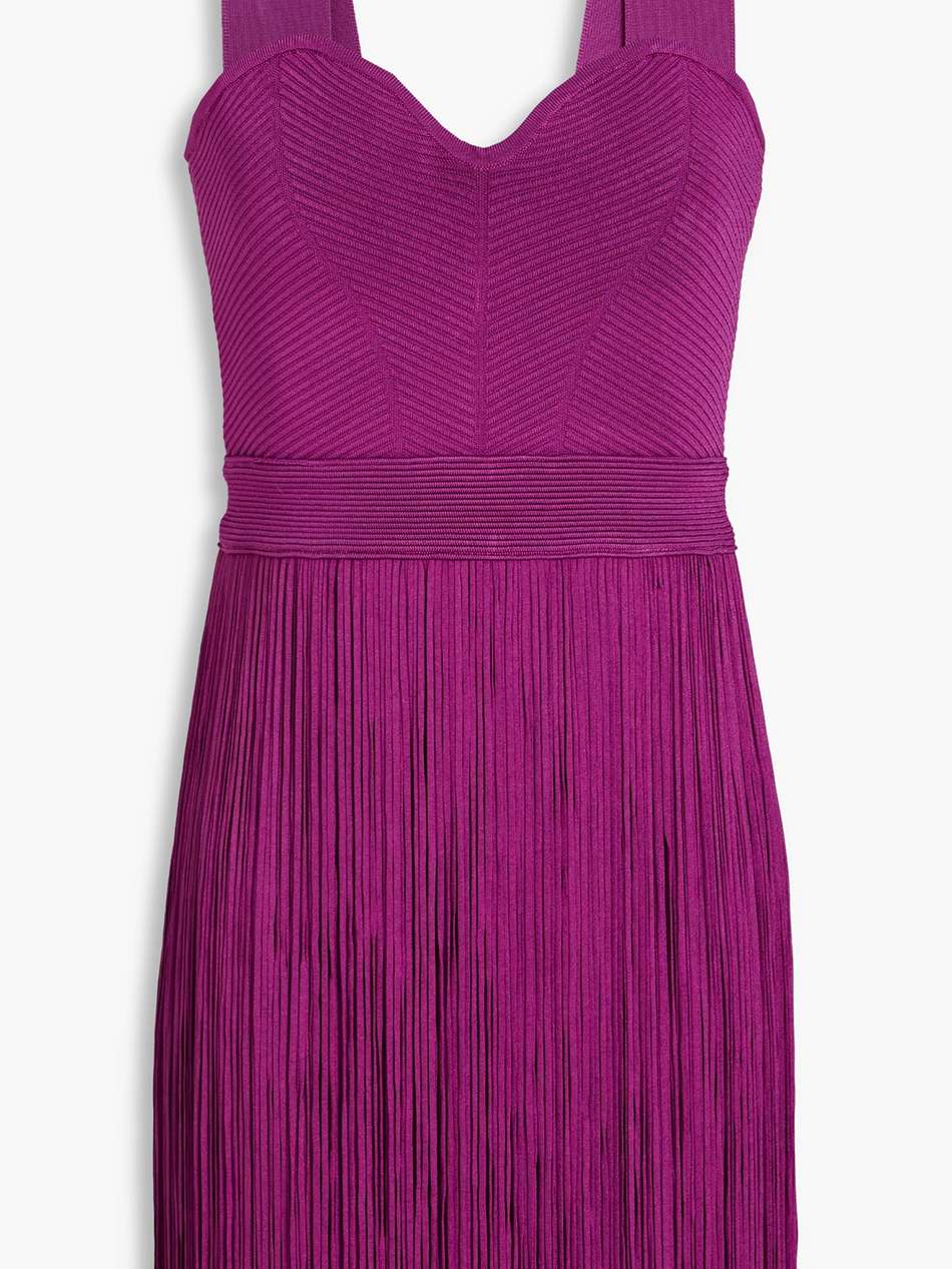fringed stretch-knit mini dress