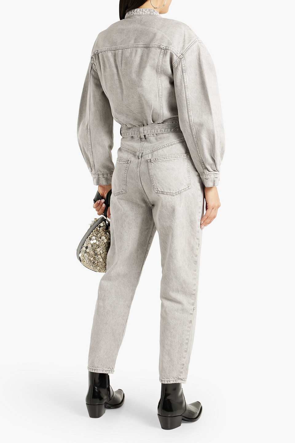 Shop Iro Marce Denim Jumpsuit In Light Gray