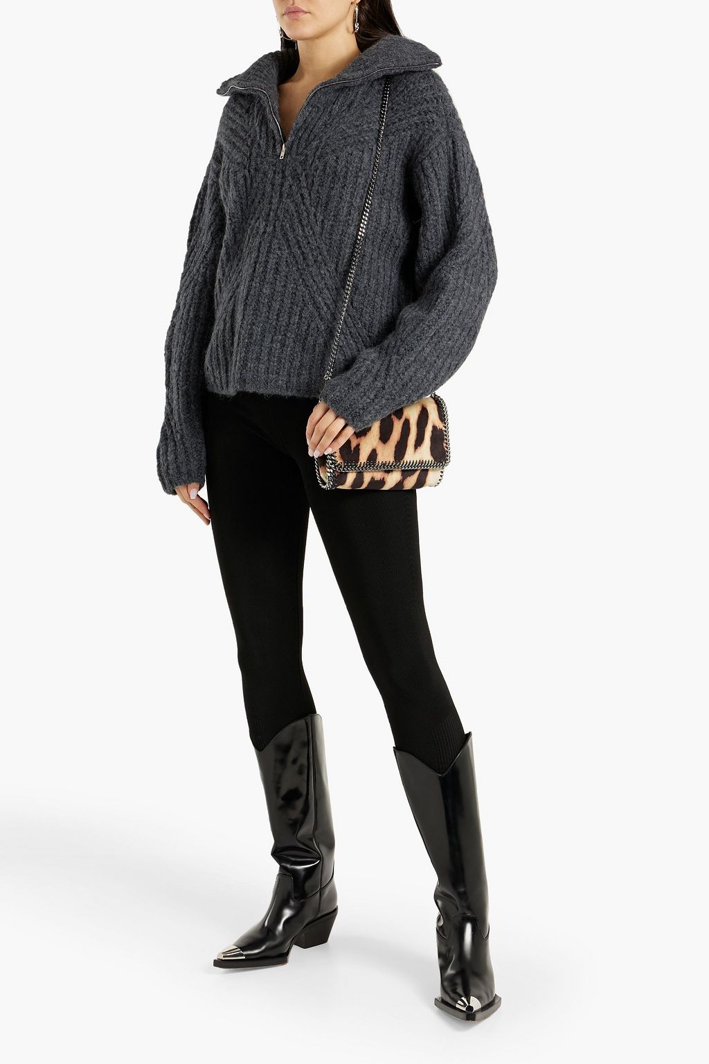 IRO Ilany Pullover aus Rippstrick mit halblangem Reißverschluss