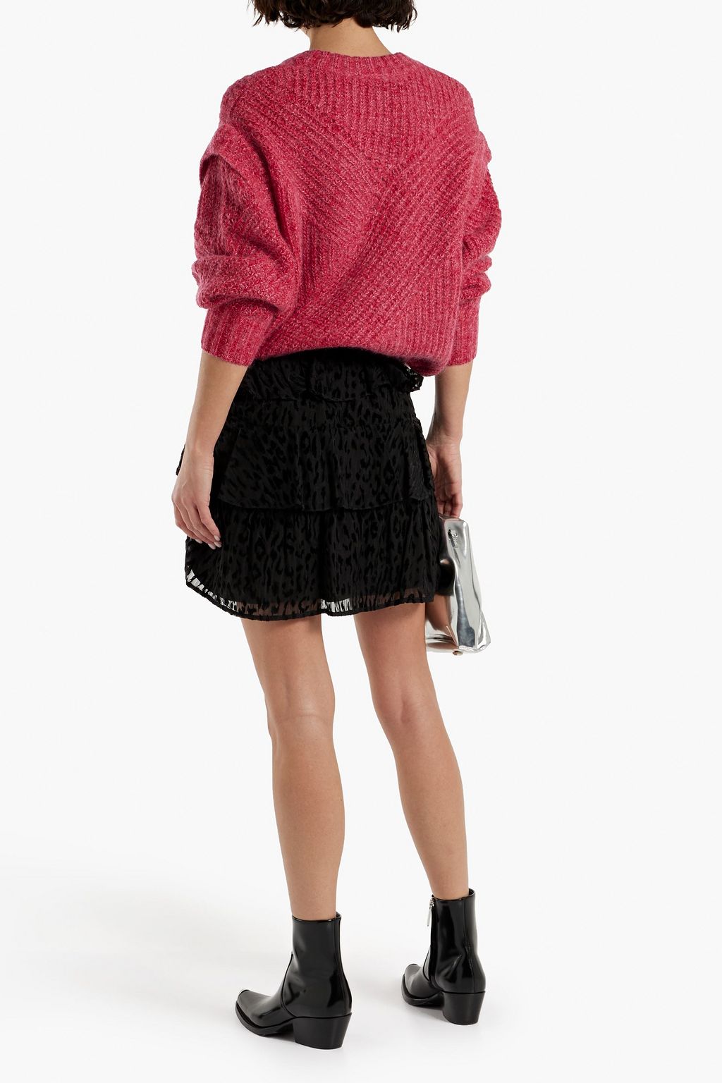 IRO Looks tiered devoré silk-chiffon mini skirt