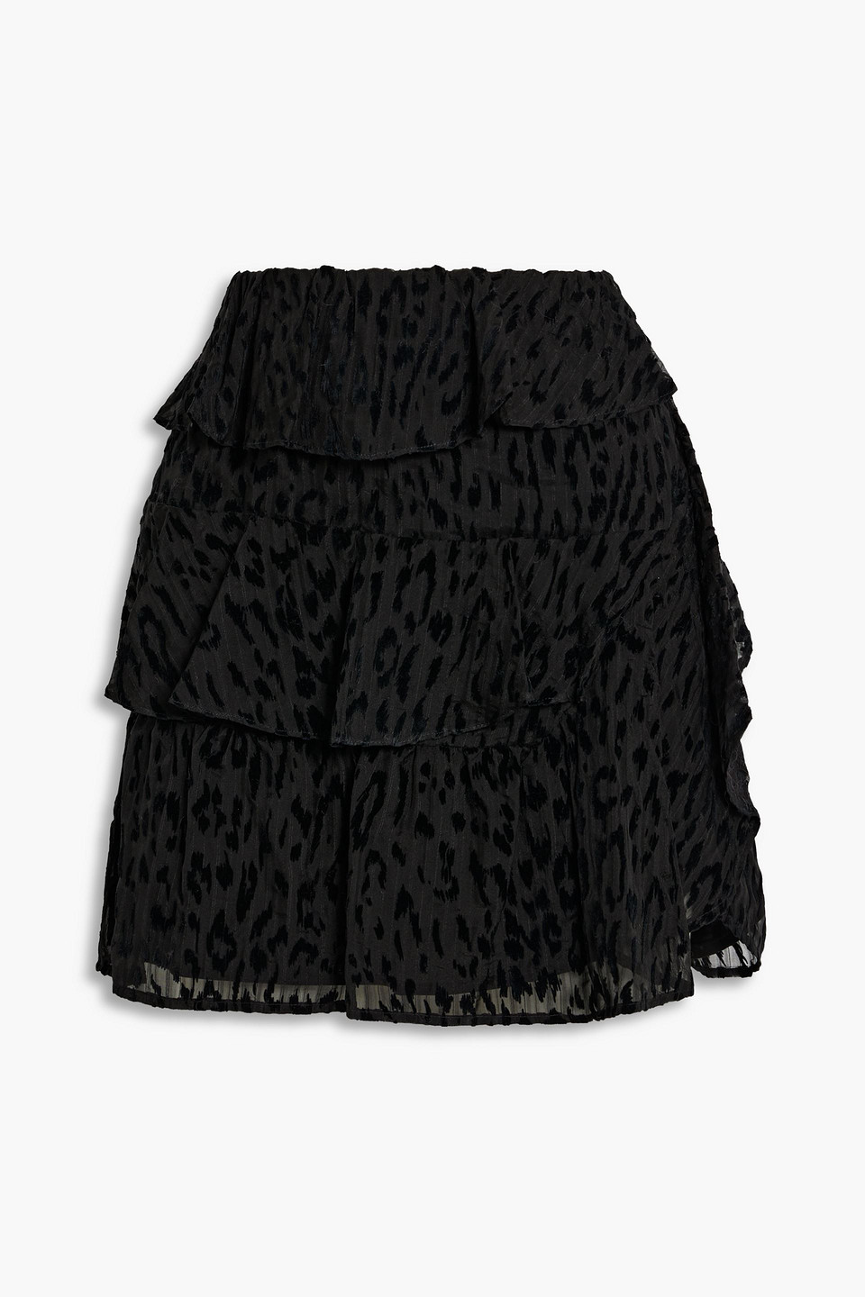 Iro Looks Tiered Fil Coupé Silk-chiffon Mini Skirt In Black