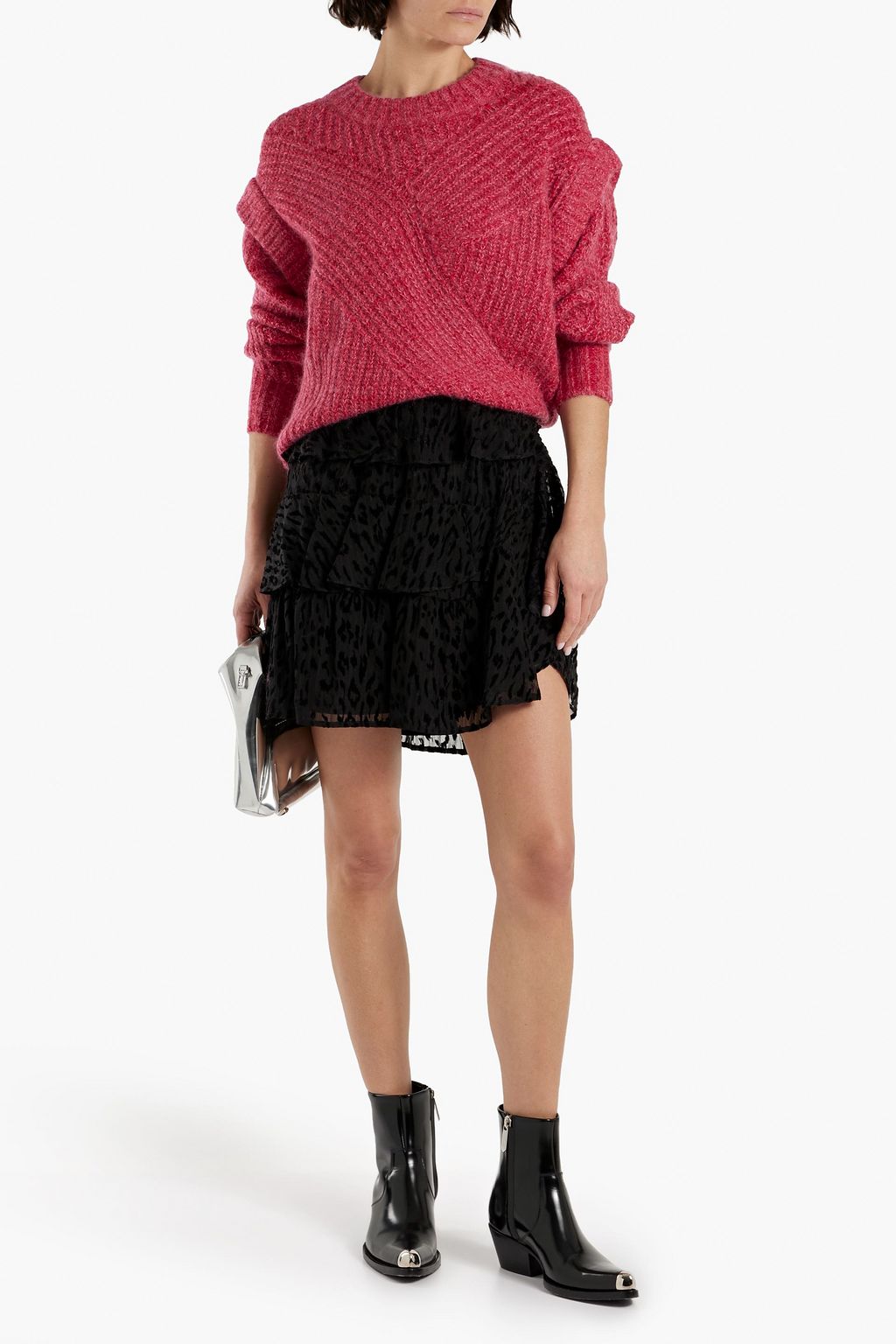 IRO Looks tiered devoré silk-chiffon mini skirt