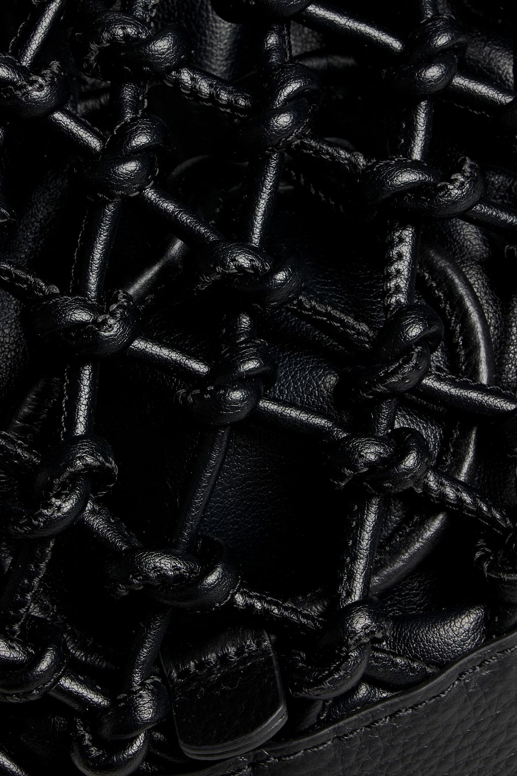 SIMKHAI Kiera macramé pebbled-leather bucket bag