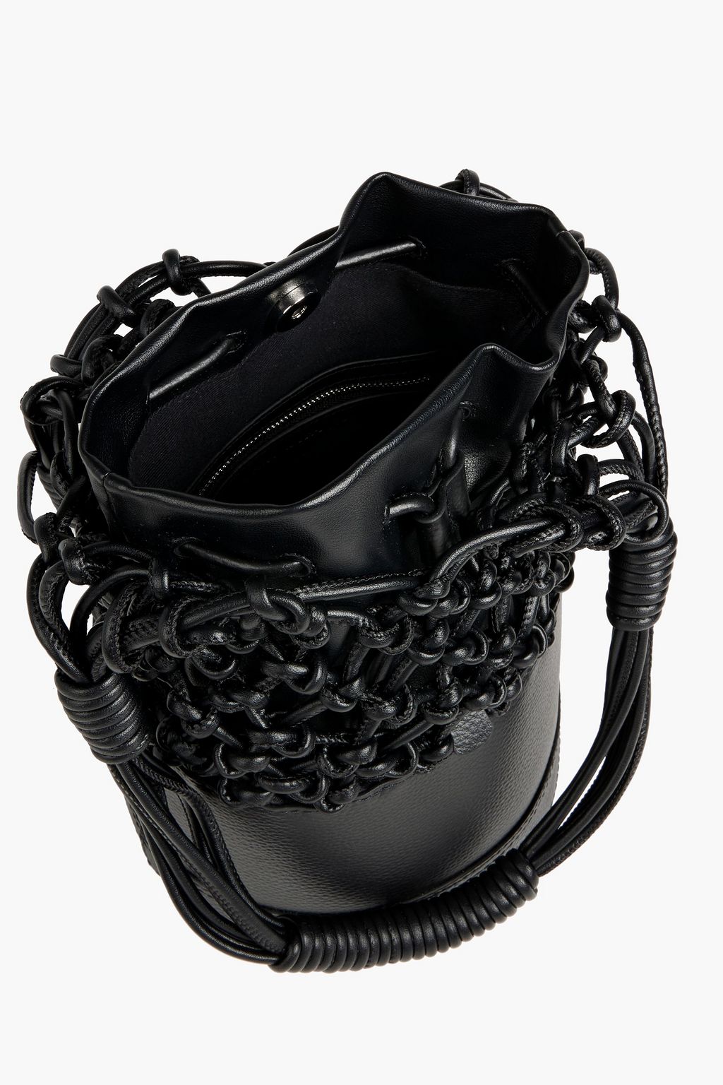 SIMKHAI Kiera macramé pebbled-leather bucket bag