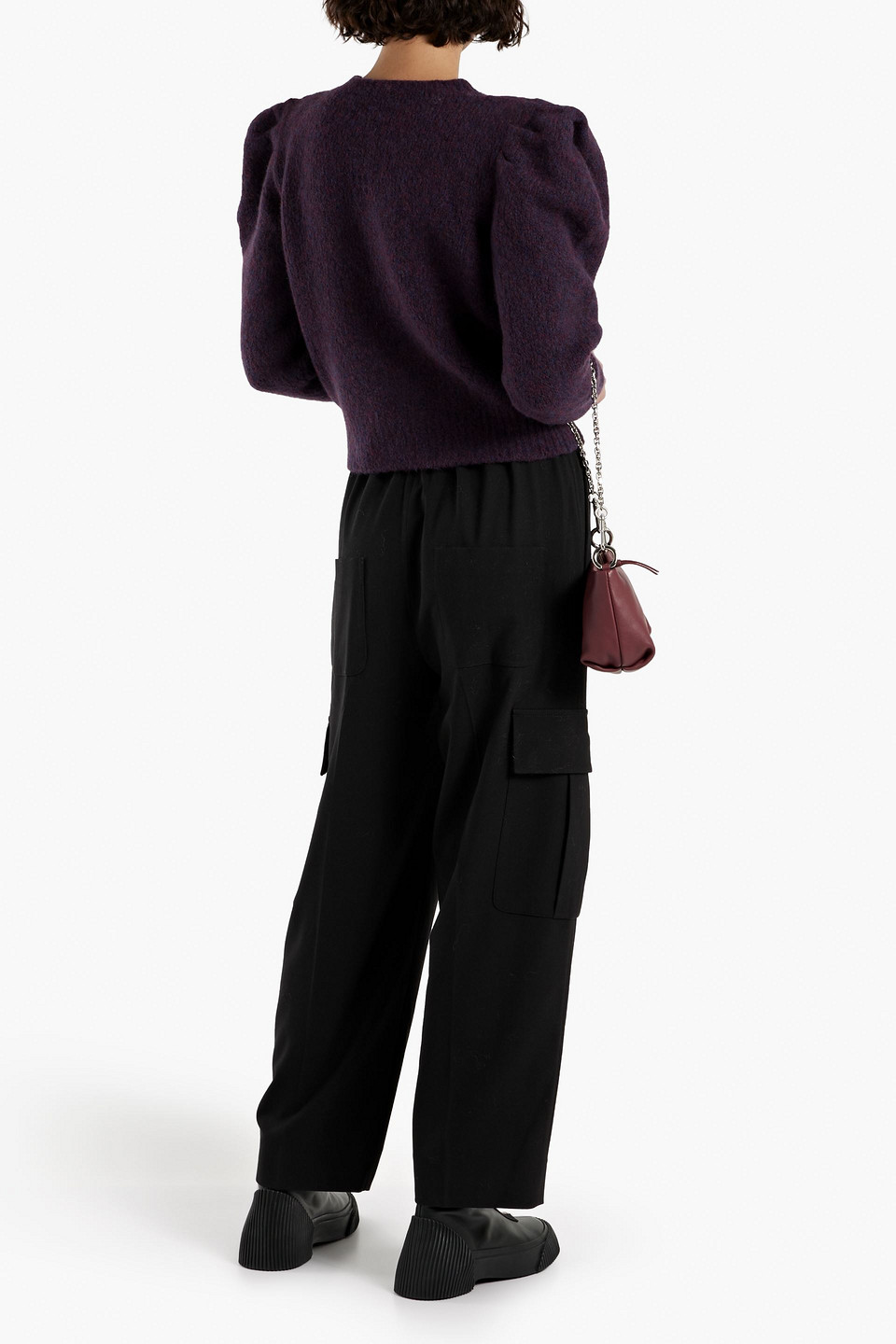 Shop Iro Omahya Brushed Wool-blend Sweater In Grape