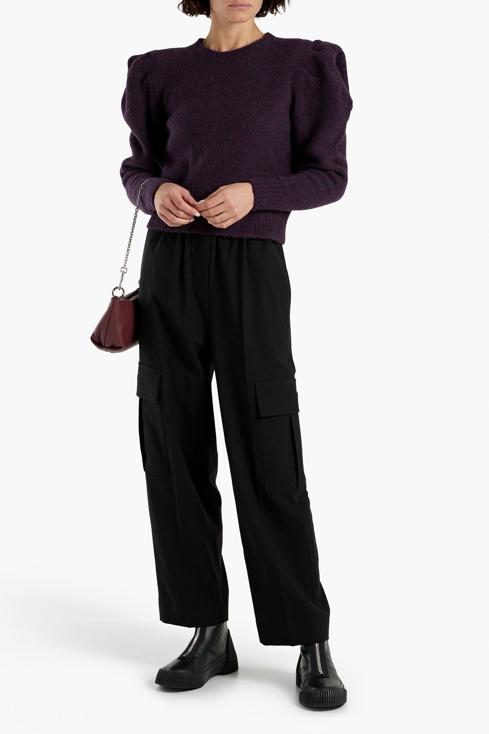 Shop Iro Omahya Brushed Wool-blend Sweater In Grape