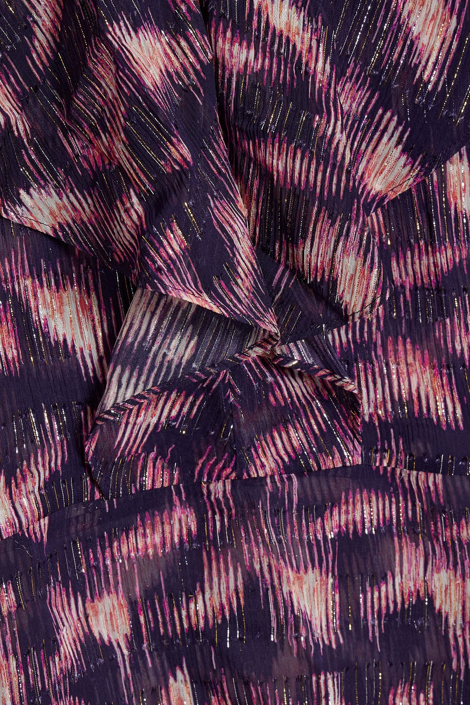 Shop Iro Tchami Ruffled Printed Fil Coupé Georgette Blouse In Violet